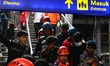 Joint SAR officers evacuate accident victims from the KRL Commuterline and KA Argo Bromo A...