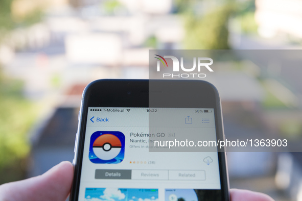The Pokemon Go game is seen on an iPhone. 