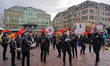 Musicians of the GV Dirloser Gueckel band perform at Bahnhofsplatz square before the start...