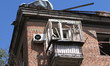 A balcony in an apartment block is damaged in Dnipro, Ukraine, on April 27, 2026, followin...