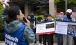 Families of victims from the Jeju Air crash at Muan Airport hold a press conference in fro...