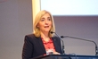 Nina Warken, federal health minister, is seen on stage at Flora Hall in Cologne, Germany,...