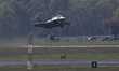 F35 fighter aircraft flying after take off from the runway. Multirole fighter jet Lockheed...