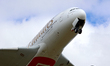 An Emirates A380-800 Airbus departs Toronto Pearson International Airport in Mississauga,...