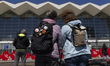 Protesters pay tribute to the victims near the railway station in Novi Sad, Serbia, on May...