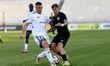 Duane Bonnici of Hibernians is confronted by Zean Leonardi of Zabbar St. Patrick during th...