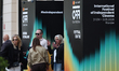Logo is seen at the festival centre entrance during the 16th Mastercard OFF Camera Interna...