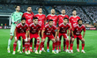 Al Ahly players pose for a group photo during the Cairo derby match between Al Ahly and Za...