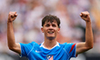 Miguel Cubo of Club Atletico de Madrid celebrates after scoring the team's second goal dur...