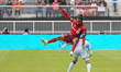 Raheem Edwards #44 of Toronto FC and Paul Marie #3 of San Jose Earthquakes compete for the...