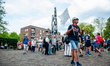 Walkers gather at the ''Freedom Dove'' and later at the ''World Peace Flame'' in Nijmegen,...