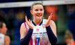 Sarah Franklin of Savino Del Bene Scandicci reacts during the CEV Women's Champions League...