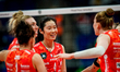 Ting Zhu of Imoco Volley Conegliano celebrates a point during the CEV Women's Champions Le...