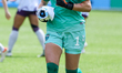 Halifax Tides goalkeeper Rylee Foster jogs to the goal post before halftime kickoff during...