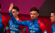 Members of the Groupama - FDJ United pro cycling team, including cyclists Remi Cavagna, Cy...