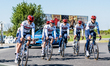 Soudal Quick-Step pro cycling team during a training session before the first stage of the...