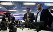 A stand with rifles is displayed at Defence24 Days at the National Stadium in Warsaw, Pola...