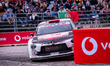 Yohan Rossel and Arnaud Dunand from Lancia Corse HF compete in their Lancia Ypsilon HF dur...