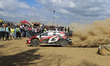 Sami Pajari and Marko Salminen of Finland drive a Toyota GR Yaris Rally1 during the shaked...
