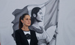 Claudia Sheinbaum, President of Mexico, speaks during a press conference at the National P...