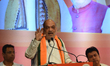 Union Home Minister Amit Shah delivers a speech during a party meeting in Kolkata, India,...