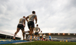 Oldham players take the field during the BETFRED Championship match between Oldham and Don...