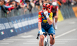 A professional cyclist from Lidl-Trek finishes the first stage of the 109th Giro d'Italia...