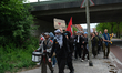 A counter-demonstration organized by anti-fascist groups takes place in Ter Apel, Netherla...
