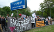 A counter-demonstration organized by anti-fascist groups takes place in Ter Apel, Netherla...