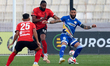 Enrico Pepe of Marsaxlokk competes against Damir Valencia Ceter of Hamrun Spartans during...