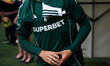 A Panathinaikos player jersey featuring the Superbet sponsor is seen during the warm-up ah...