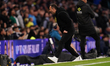 Roberto De Zerbi, manager of Tottenham Hotspur, reacts after a missed opportunity during t...
