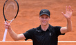 Jannik Sinner of Italy celebrates his victory against Andrea Pellegrino of Italy during th...