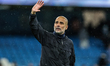 Josep Guardiola, manager of Manchester City, waves to the fans after the Premier League ma...
