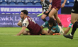 Niall Evalds scores a try during the BetFred Super League match between Huddersfield Giant...
