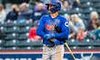 Josh Kasevich of the Buffalo Bisons heads to the plate during a Minor League Baseball game...