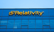 The Relativity logo sign is seen in Krakow, Poland, on May 10, 2026. The image shows the s...