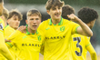 Brandon Forbes of Norwich City celebrates scoring his team's second goal with Luke James T...