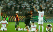 Zamalek players react after losing the final match and the CAF Confederation Cup title at...