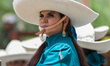 An Escaramuza charra team participates in the Escaramuza charra event during the Grand Cha...