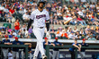 Dj Gladney of the Somerset Patriots draws a walk during a Minor League Baseball game at TD...