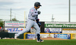 Miguel Palma of the Somerset Patriots celebrates a home run during a Minor League Baseball...