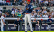 Jefry Yan of the Binghamton Rumble Ponies reacts during a Minor League Baseball game at TD...