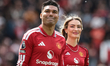 Casemiro of Manchester United is accompanied by his wife, Anna Mariana Casemiro, as he bid...