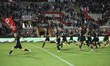 Benevento players celebrate the victory at the end of the LR Vicenza vs Benevento Calcio m...