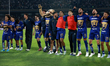 Pumas players celebrate their passage to the final after the second leg of the semifinals...
