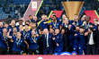 Giuseppe Marotta president of FC Internazionale celebrate with his players at the end of t...