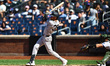 Cody Bellinger of the New York Yankees singles during the seventh inning of the baseball g...