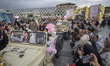 Pro-government couples participate in a mass wedding ceremony for Self-Sacrificing Couples...