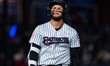 Coby Morales of the Somerset Patriots reacts during a Minor League Baseball game at TD Ban...